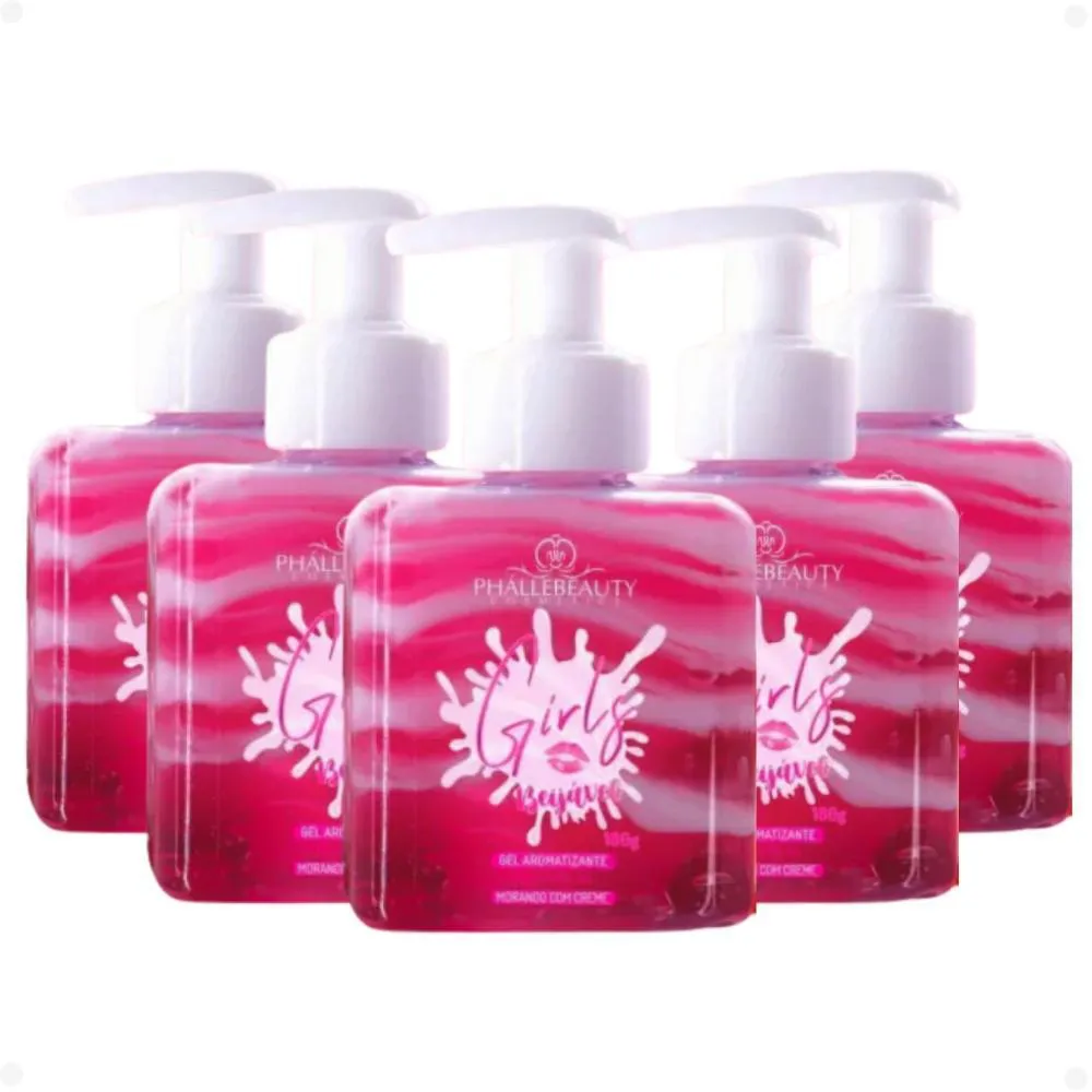 Kit Hidratante Phállebeauty Girls Gel Aromatizante Beijável para Virilha Morango com Creme com 5 180g