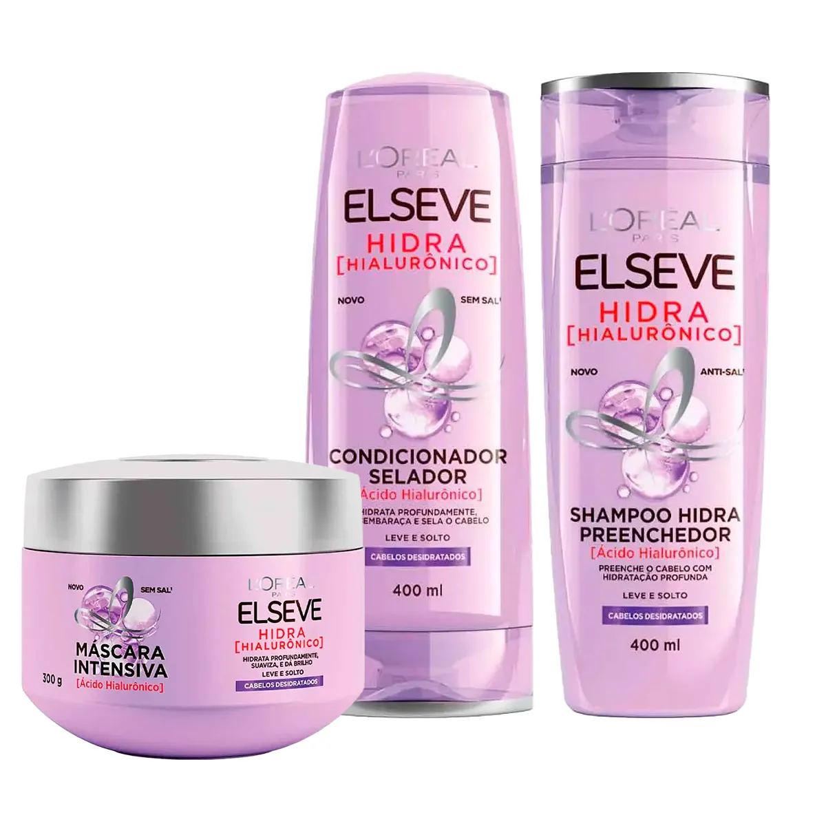 Kit L'Oréal Paris Elseve Hidra Hialurônico - Shampoo + Condicionador + Creme de Tratamento