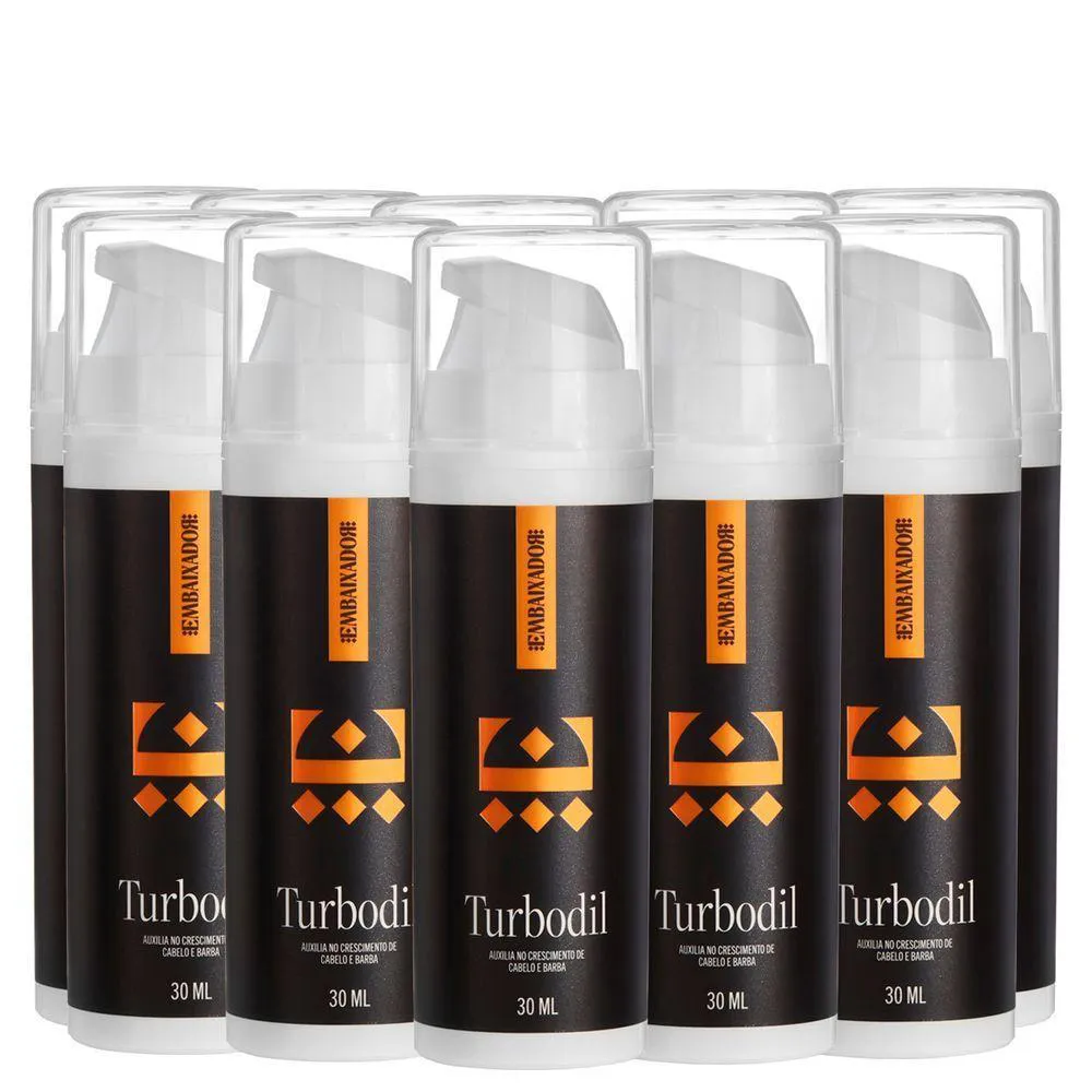 Kit 10 Blend Crescimento Barba e Cabelo Turbodil Embaixador 30ml