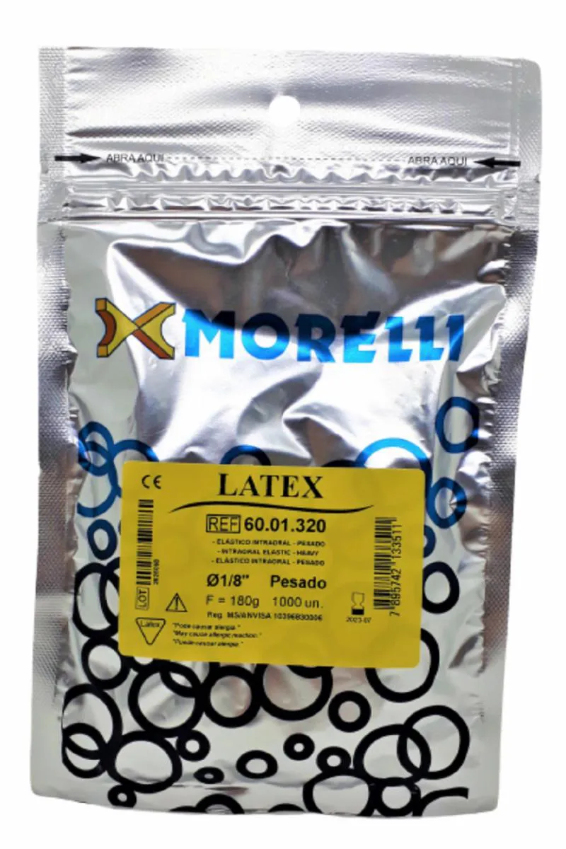 Elástico Intraoral Látex 1000 Und. 1/8 Leve/ Médio/ Pesado - Morelli Pesado 6001320