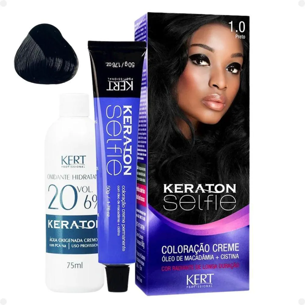 Coloração Creme Kert Keraton Selfie 1.0 Preto