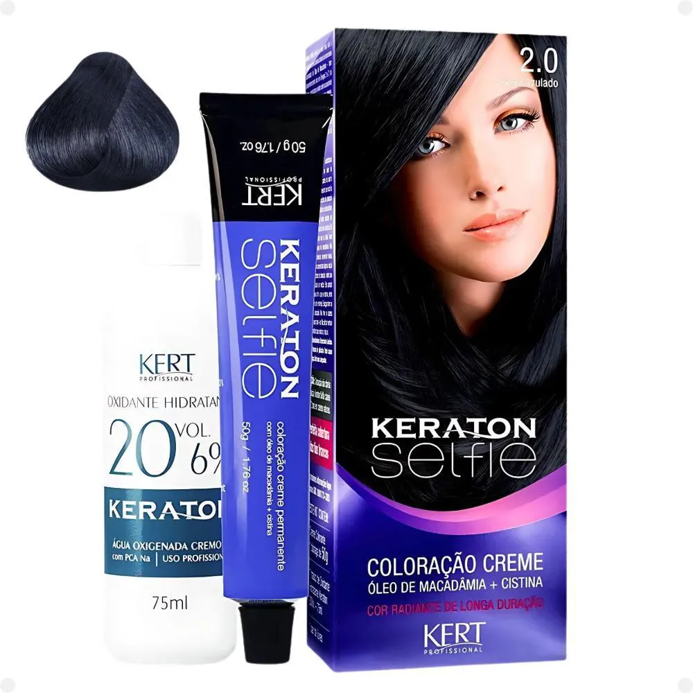 Coloração Creme Kert Keraton Selfie 2.0 Preto Azulado