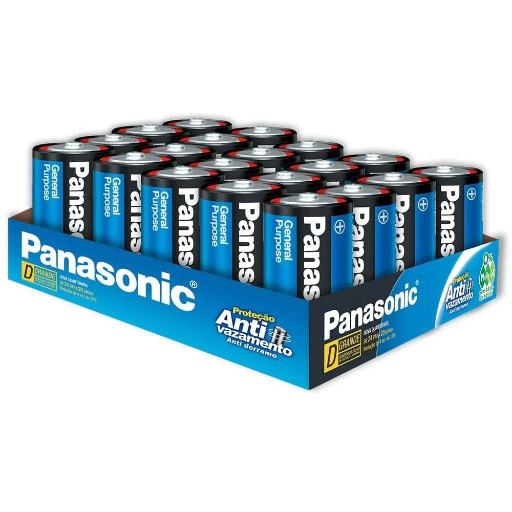 Pilha Panasonic Comum Bandeja Grande 1sh - Embalagem C/ 20 unidades