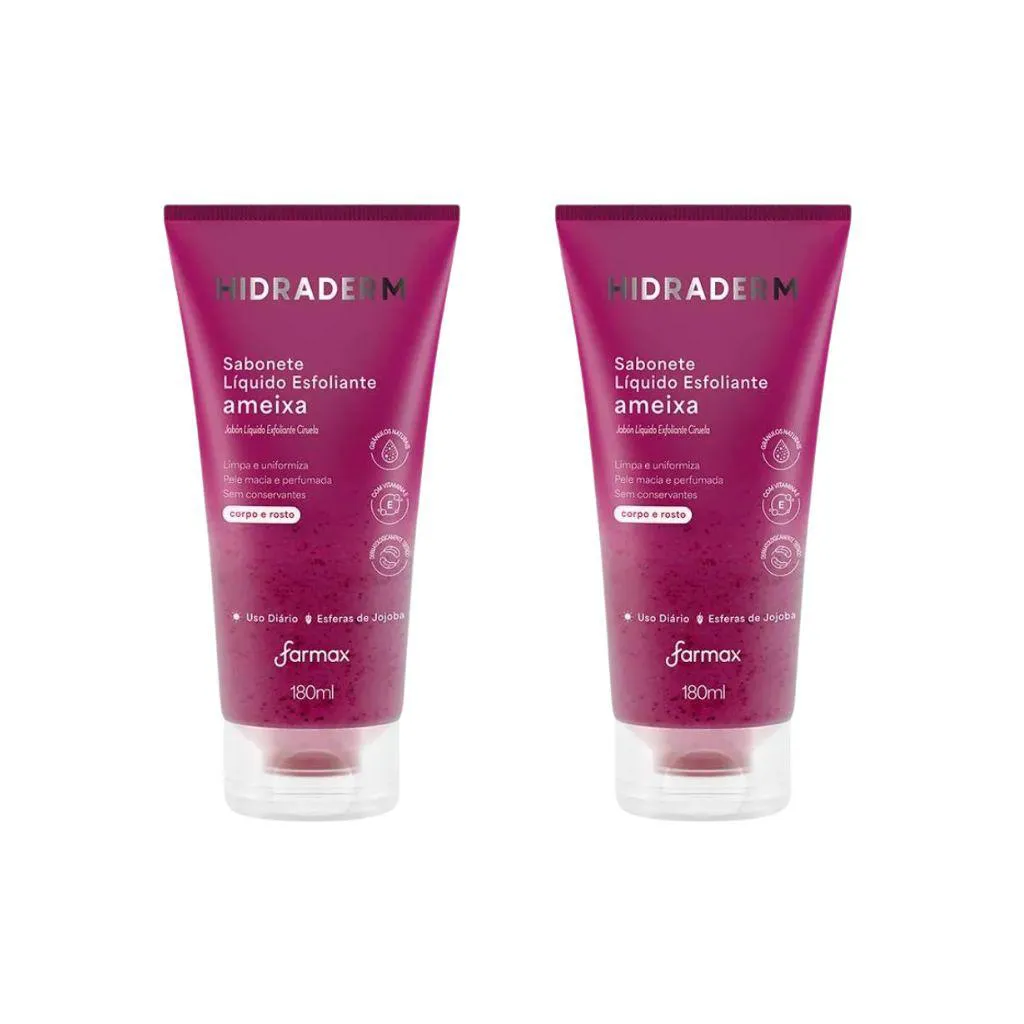 Sabonete Liquido Hidraderm 180ml Esfoliante Ameixa - 2un