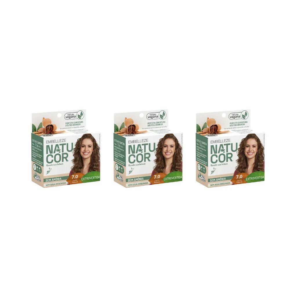 Coloraçao Natucor 7.0 Louro Natural - Kit C / 3un