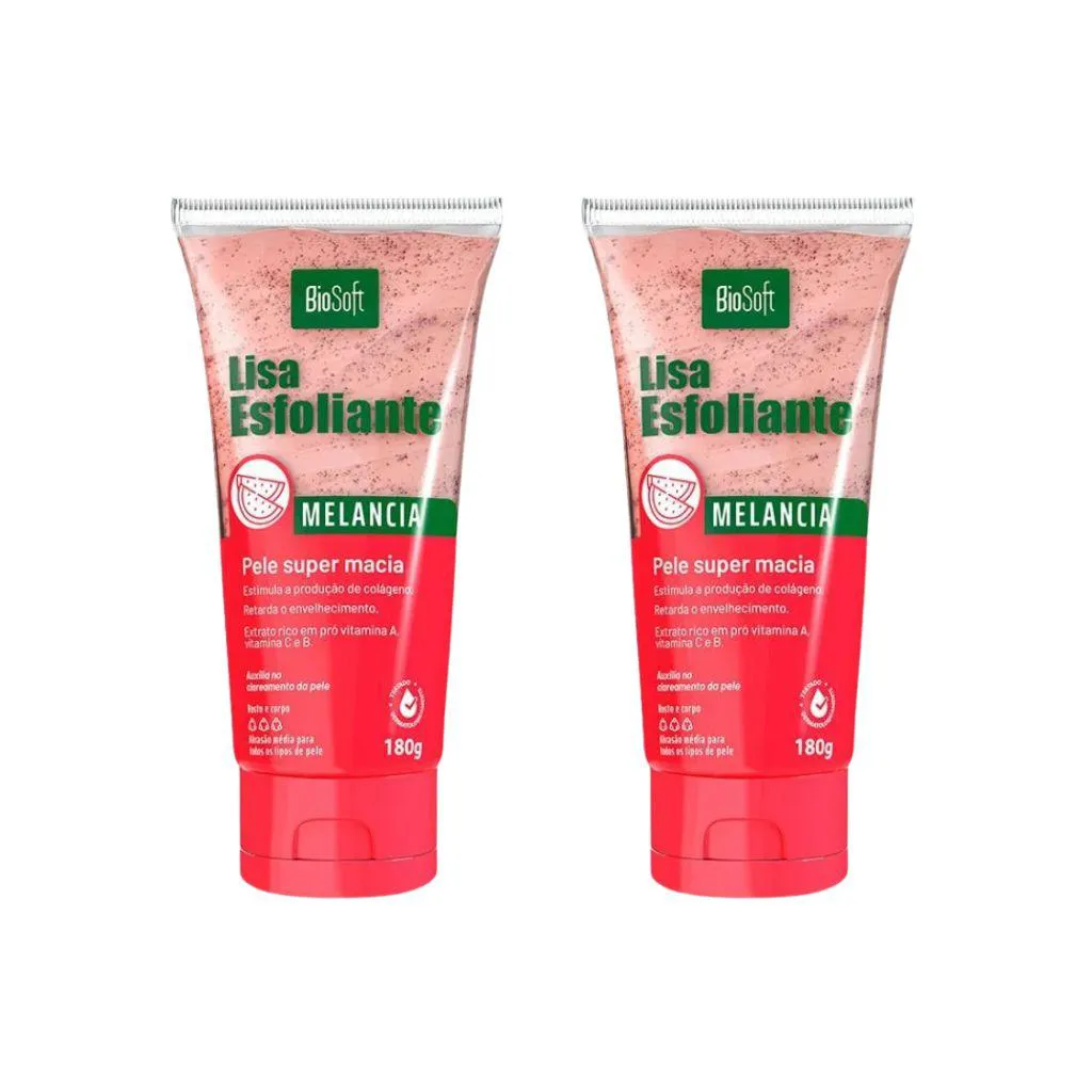 Creme Esfoliante Soft Hair 180g Biosoft Melancia - Kit C / 2un
