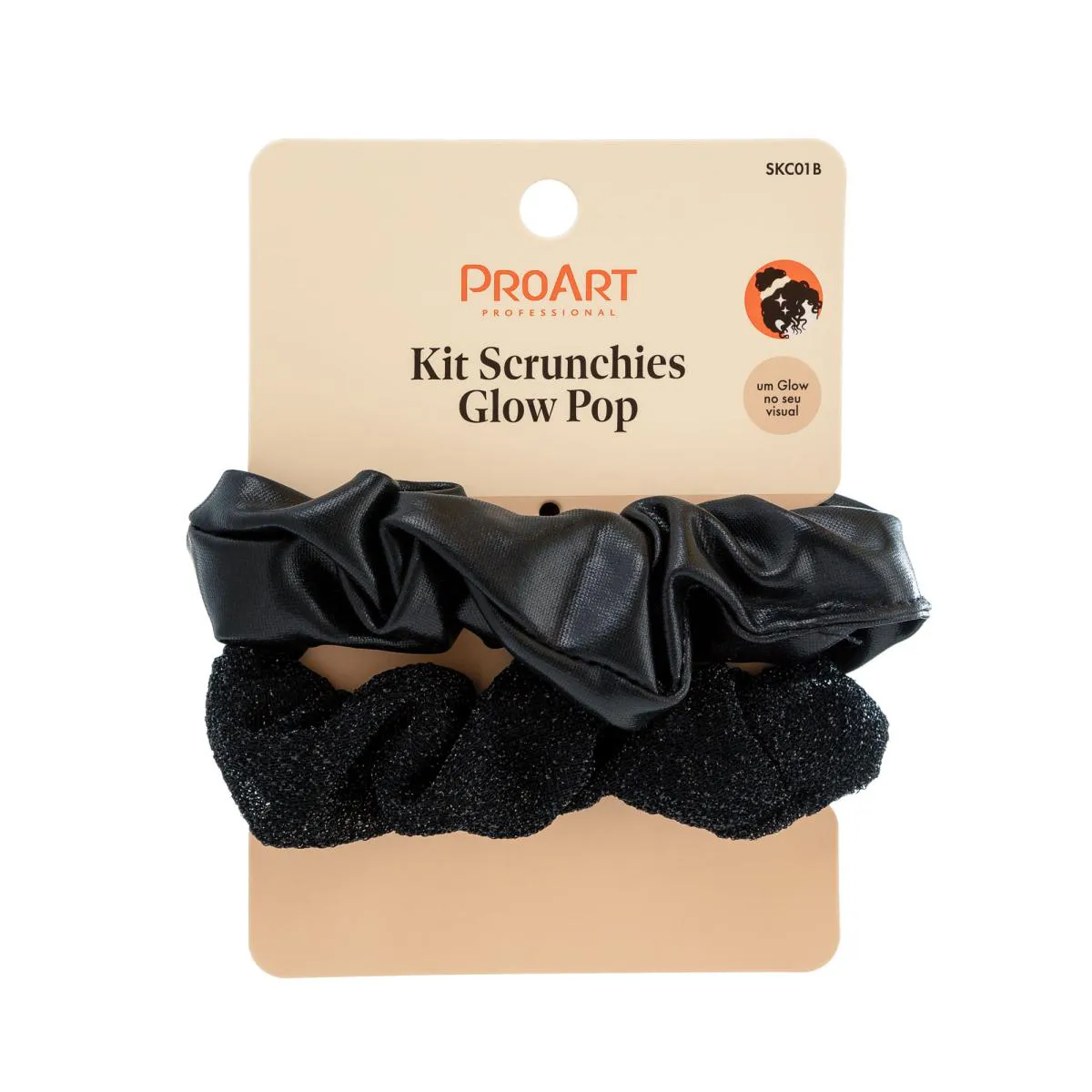 Kit de Scrunchie Glow Pop 2 Peças - Proart Preto