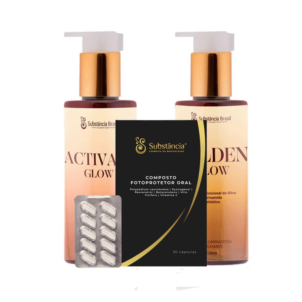 Kit Bronze Ativador Bronzeado + Golden Glow + Fotoprotetor