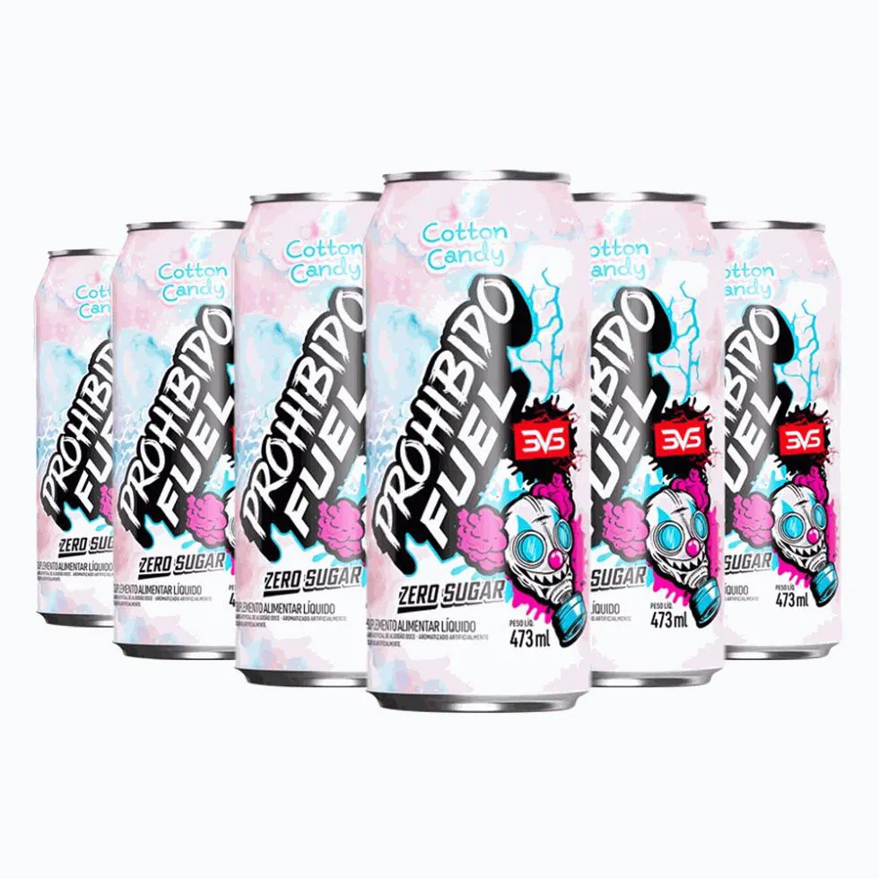 Prohibido Fuel Pré - Treino Drink Pack (6 unidades. de 473ML) - Sabor: Cotton Candy