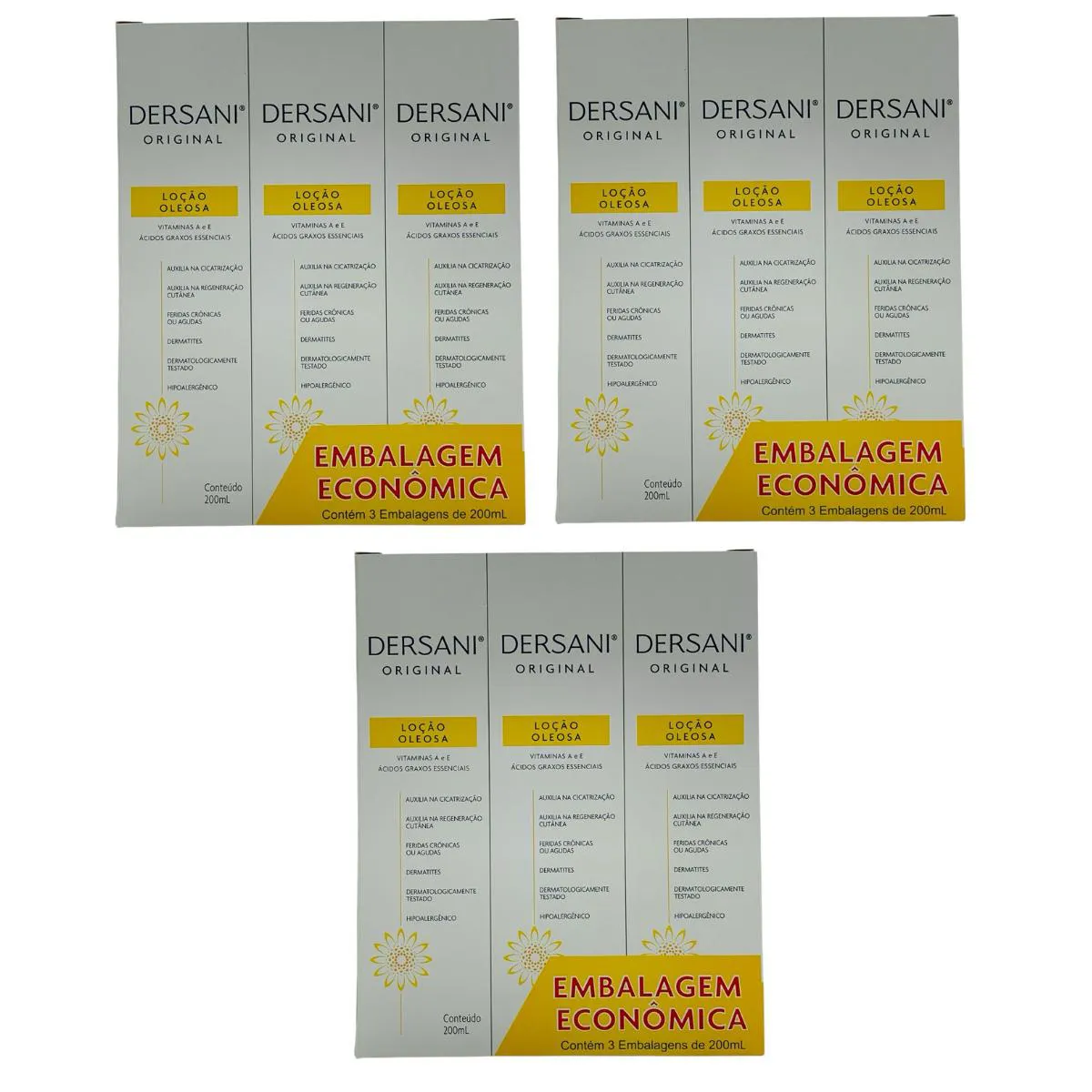 3 Kits Dersani Original Loção Oleosa Emb Econômica 3x200ml