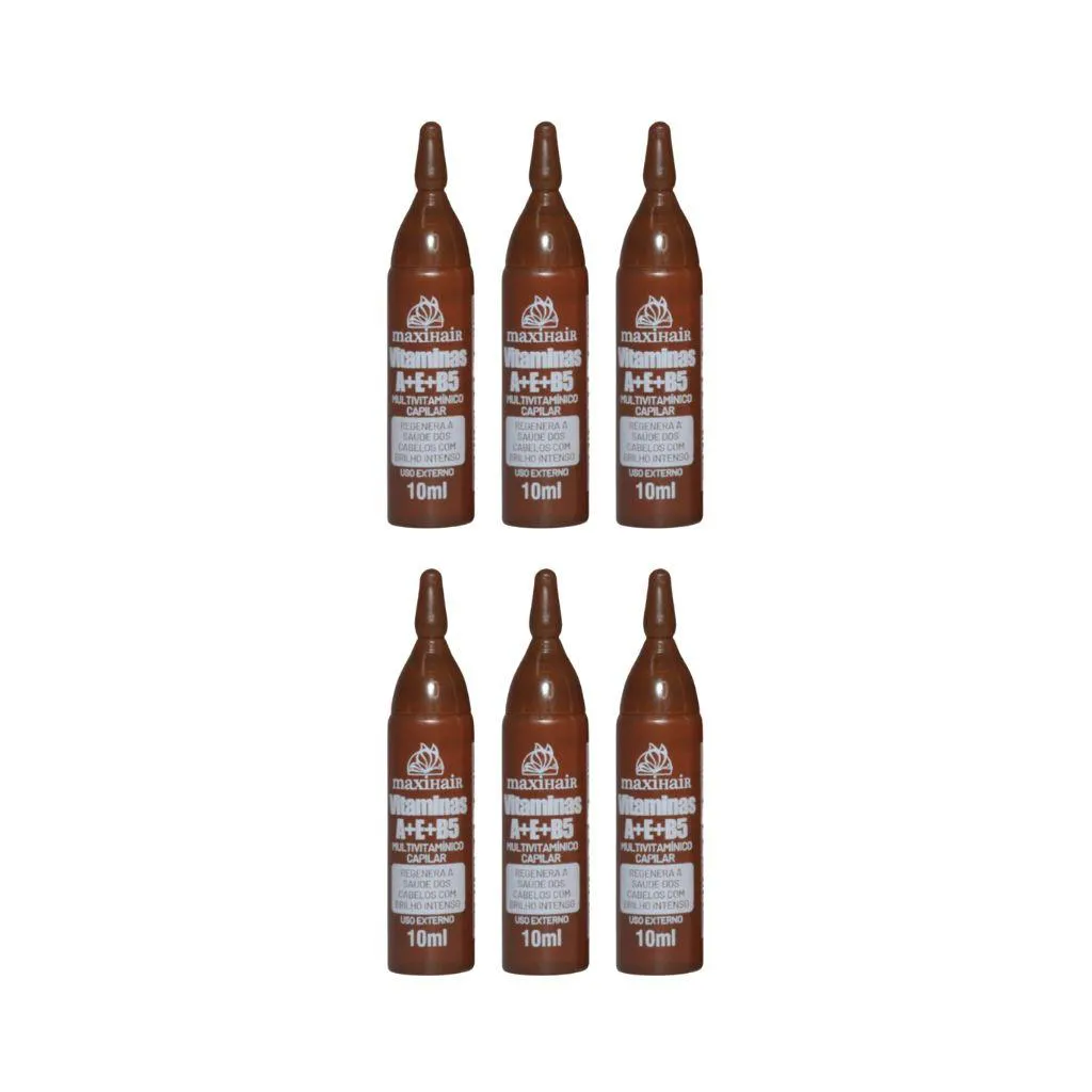 Ampola de Vitamina Maxihair 10ml A + e + B5 - Kit C / 6un