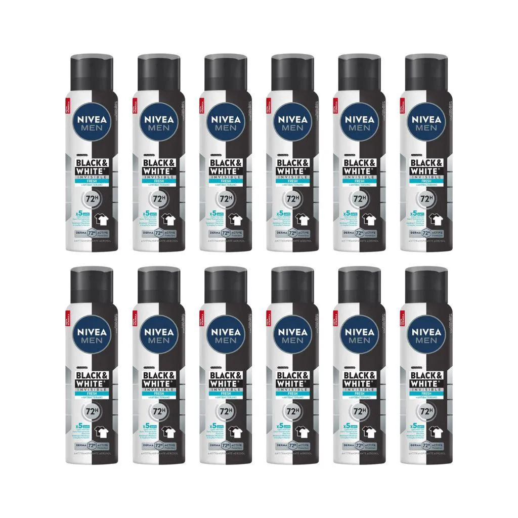 Desodorante Aero Nivea 150ml Masc Black White Invi Fresh - 12un