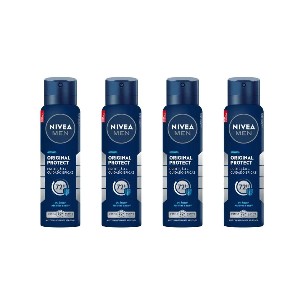 Desodorante Aero Nivea 150ml Masc Original Protect - Kit 4un