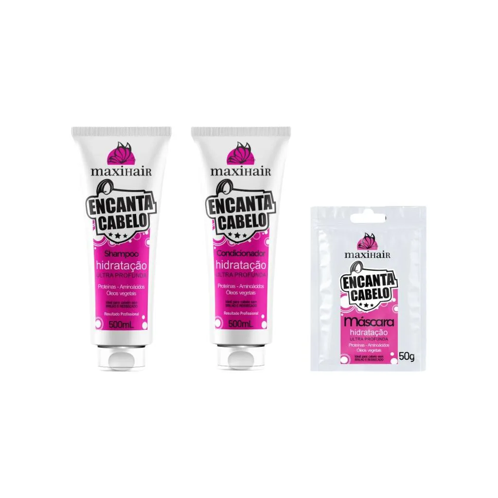 Kit Encanto Cabelo Maxihair Shampoo+cond+sache