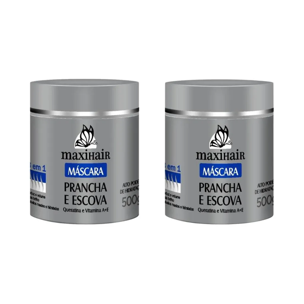 Mascara Maxihair 500g Prancha e Escova 3 em 1 - Kit C / 2un