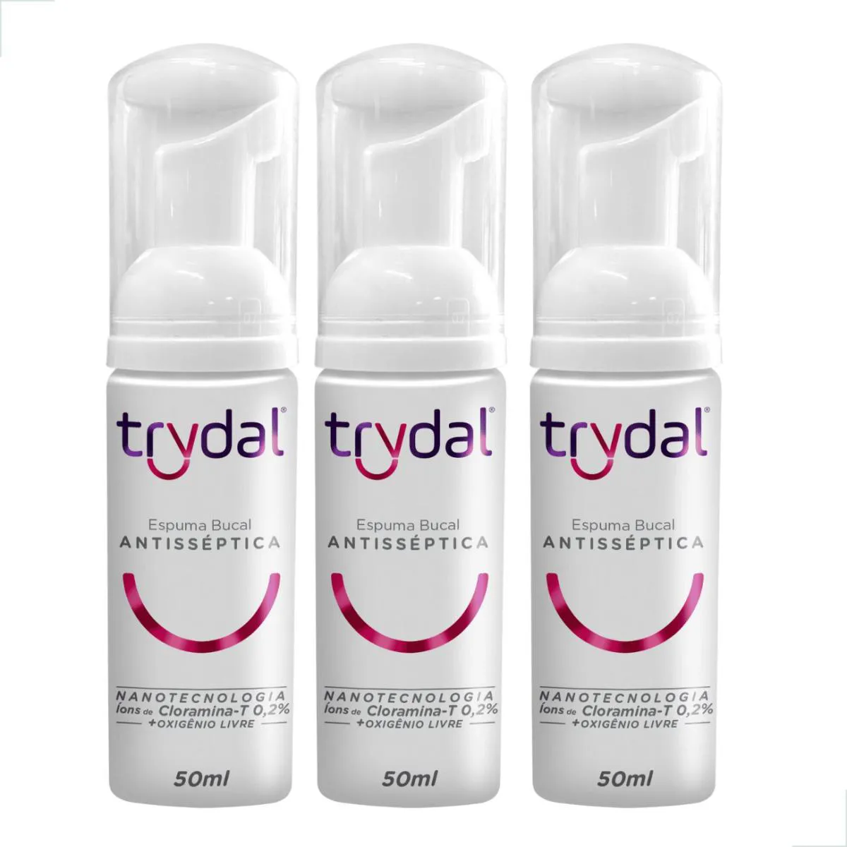 Kit Espuma Trydal 3 unidades Antisséptico Sem Enxague Bolsa Viagem Necessaire Mochila