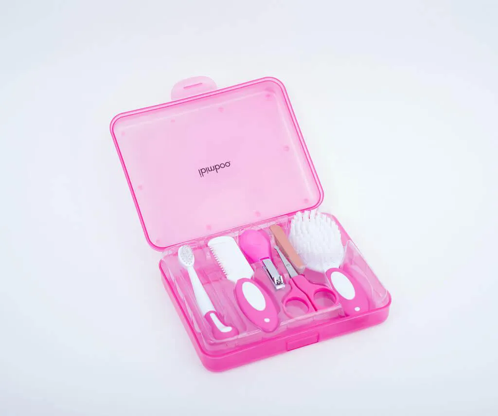 Kit Higiene Rosa (tesoura, Cortador e Lixa de Unha, Escova e Pente e Escova Dental) - Ibimboo