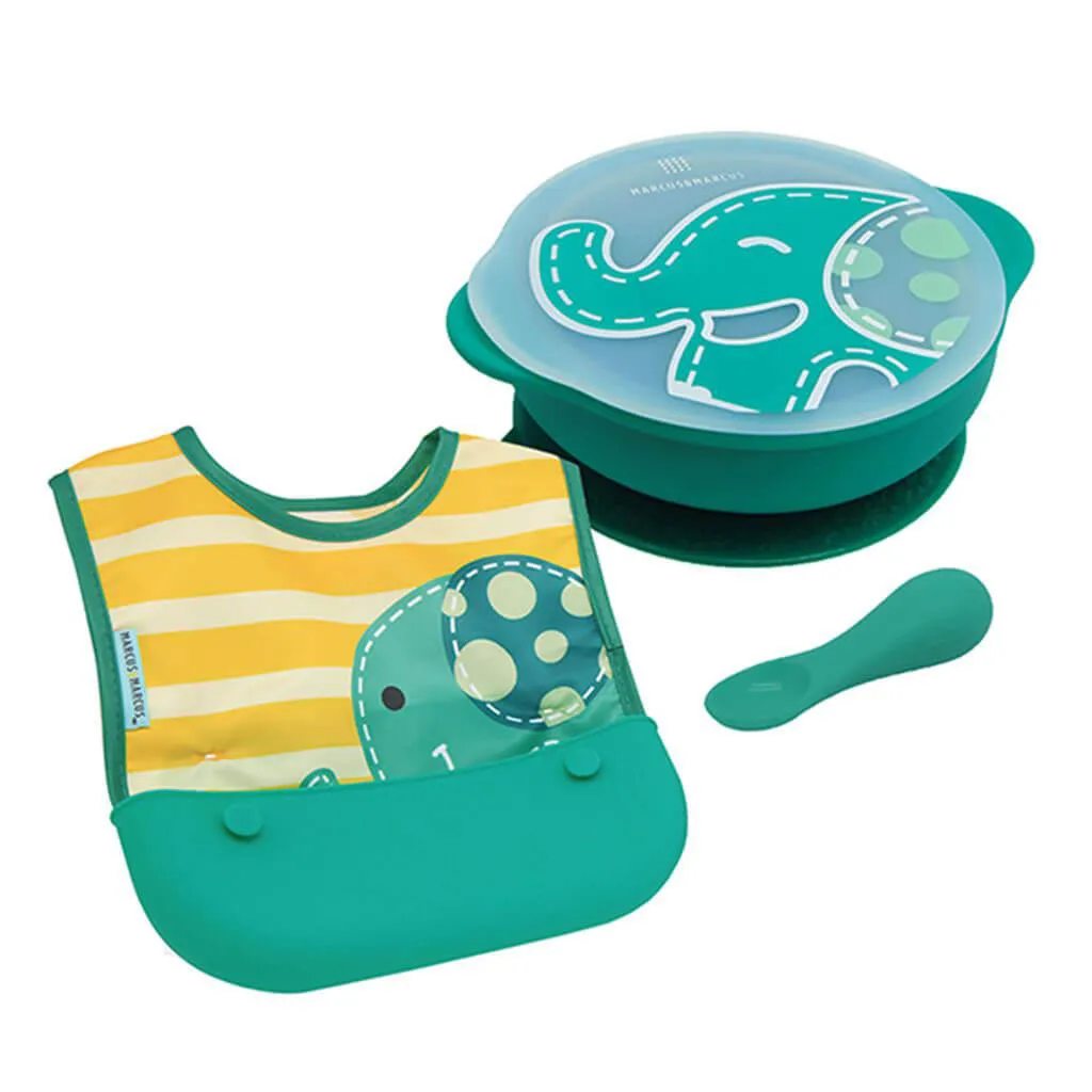 Kit Alimentação com Tigela, Babador e Colher Elefante - Marcus&amp;marcus