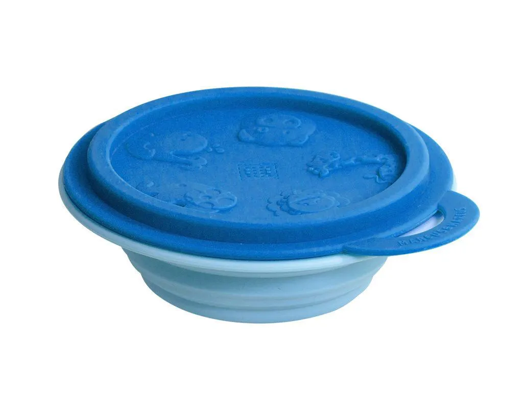 Tigela em Silicone com Tampa Hipopótamo Azul - Marcus&amp;marcus
