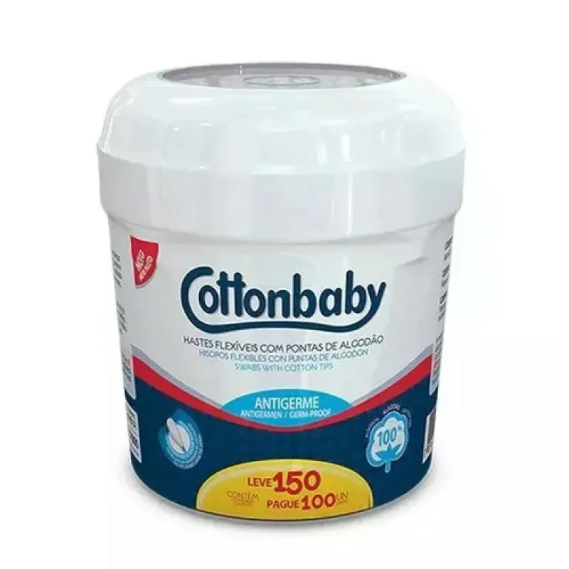 Haste Flexível Cottonbaby Pote Pague 100 E Leve 150 unidades