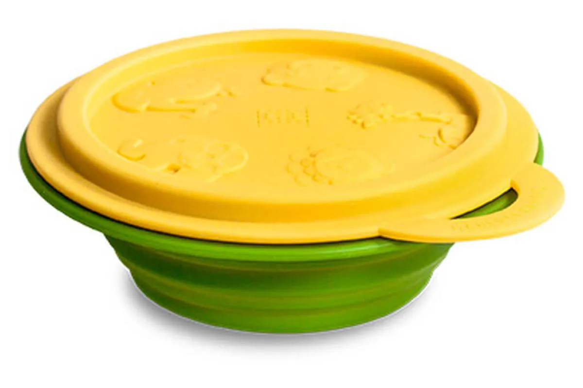 Tigela em Silicone com Tampa Girafa Amarela - Marcus&amp;marcus