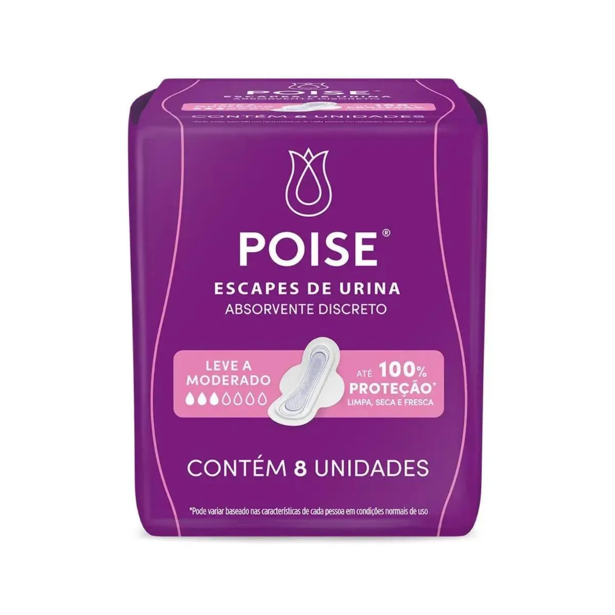 Absorvente Poise com Abas Proteção Leve/moderado com 8 unidades Discreto