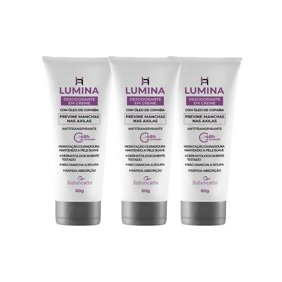3 Creme Desodorante Antimancha Roupa e Axila 48h de Proteção
