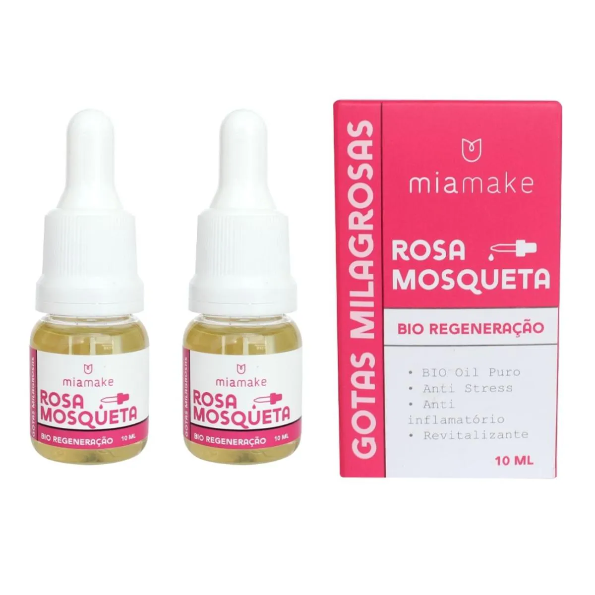 Kit 2 Óleo Rosa Mosqueta 100 Puro Facial Antes da Maquiagem