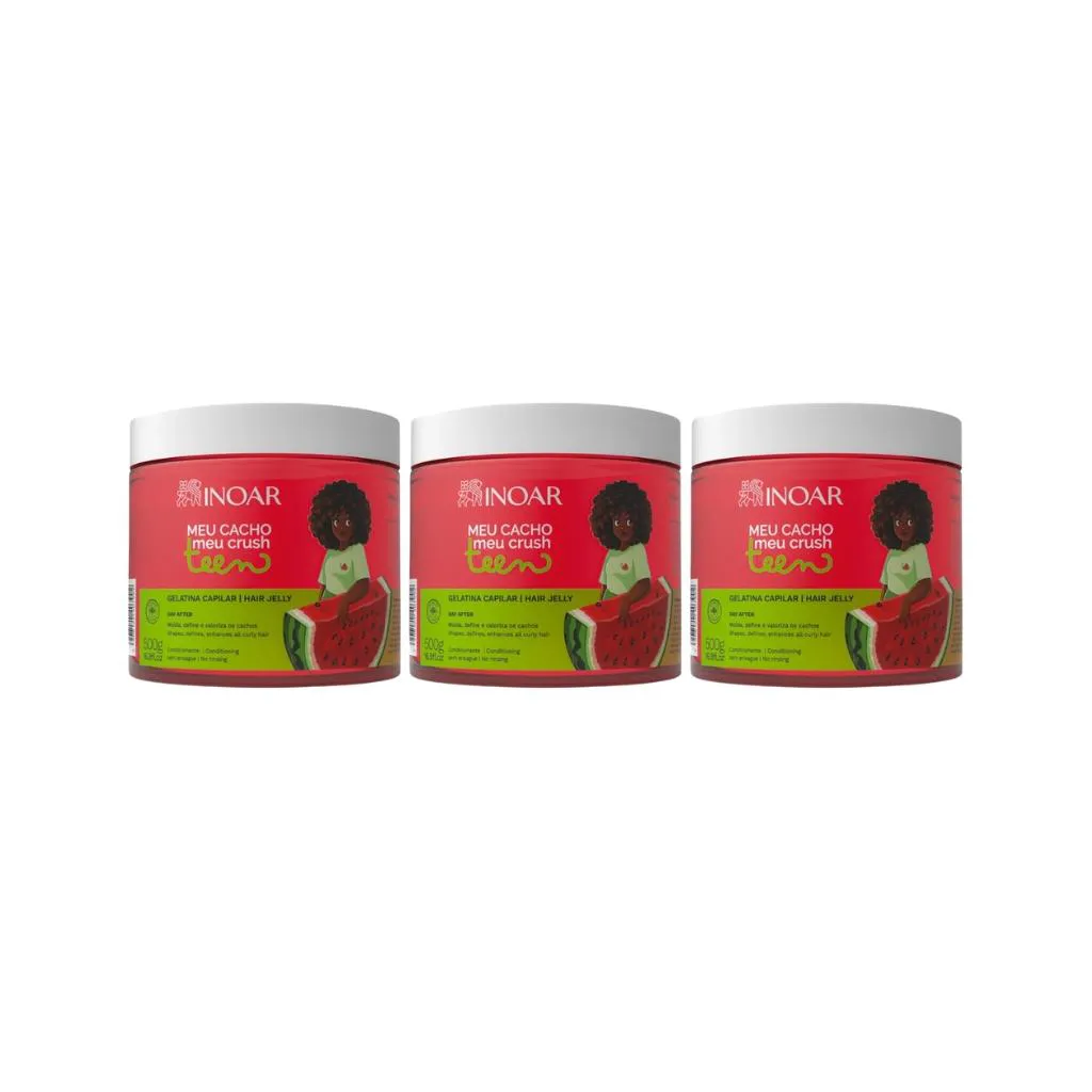 Gelatina Capilar Inoar Meu Cacho 500g Teen Melancia - 3un