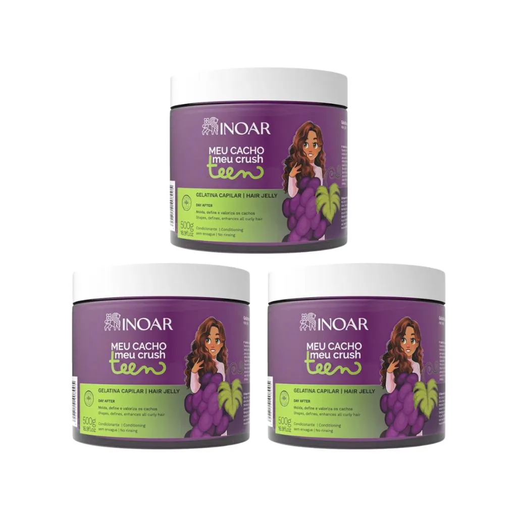 Gelatina Capilar Inoar Meu Cacho 500g Teen Uva - 3un