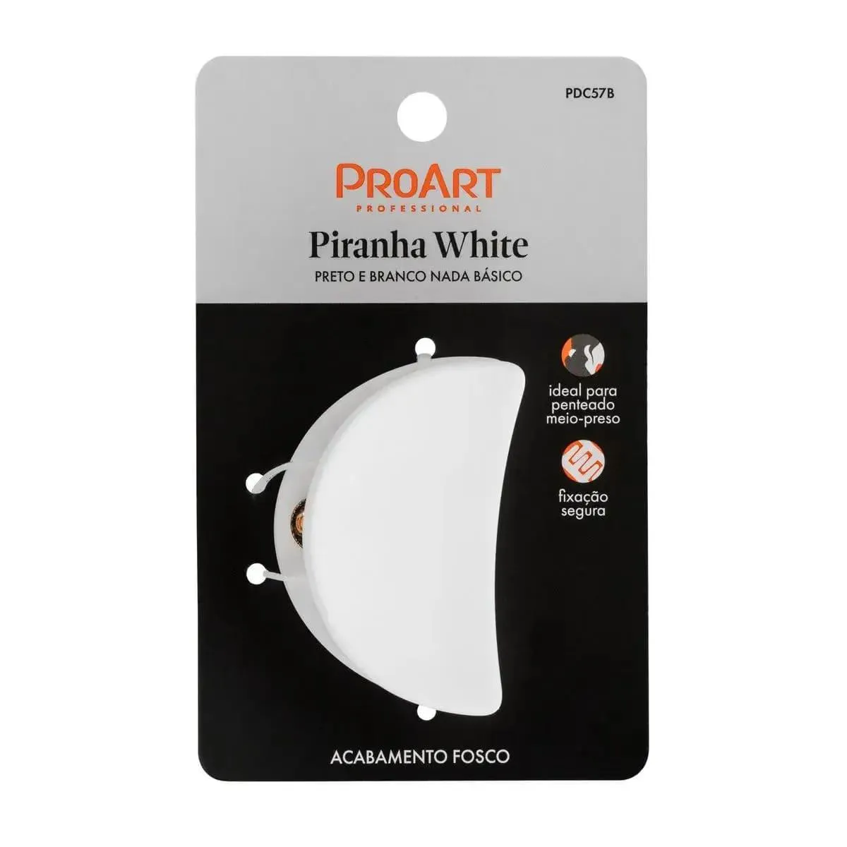 Piranha de Cabelo Meia Lua Branca Pequena - Proart