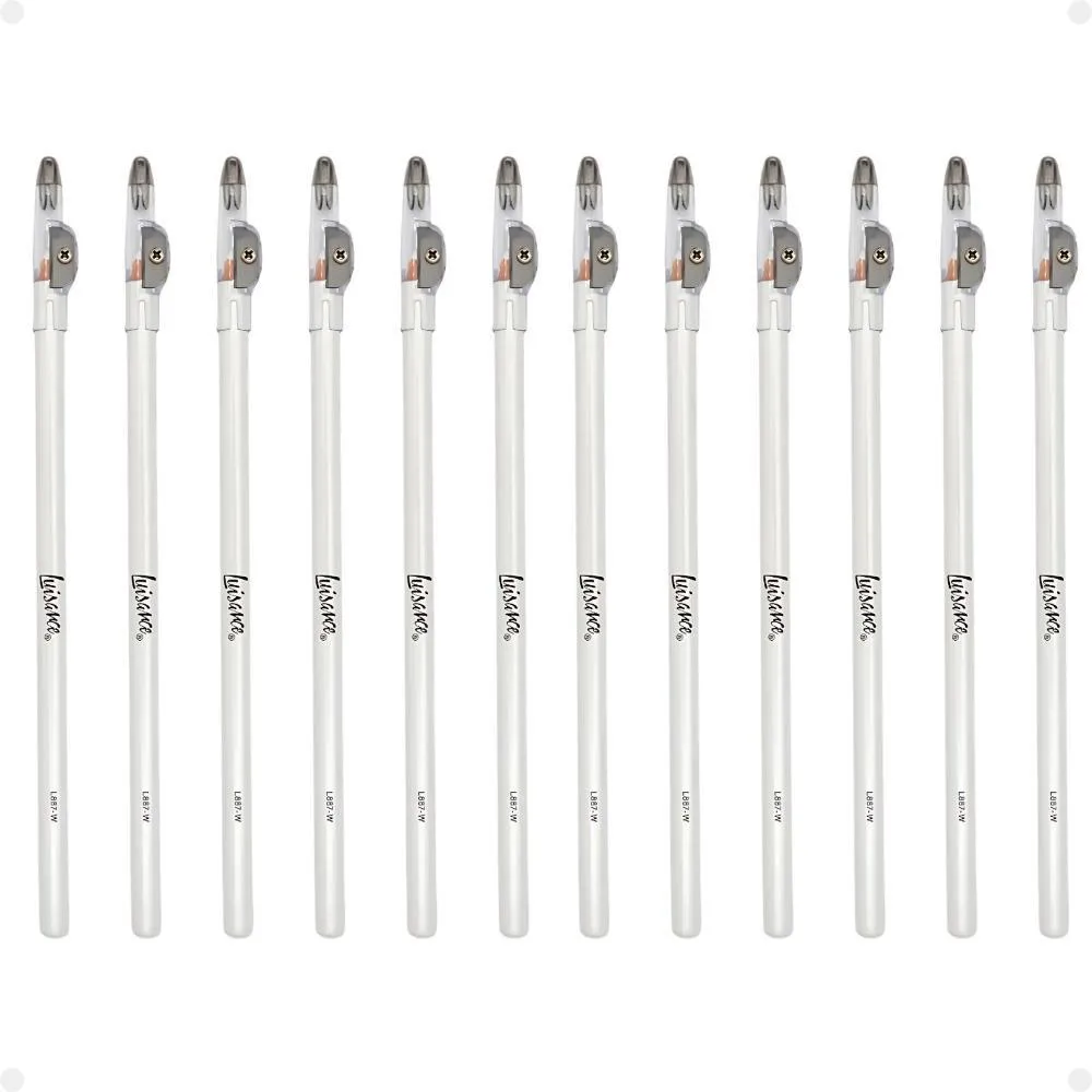 Kit Luisance: 12 Lápis para Olhos Branco com Apontador Ref. L887-w