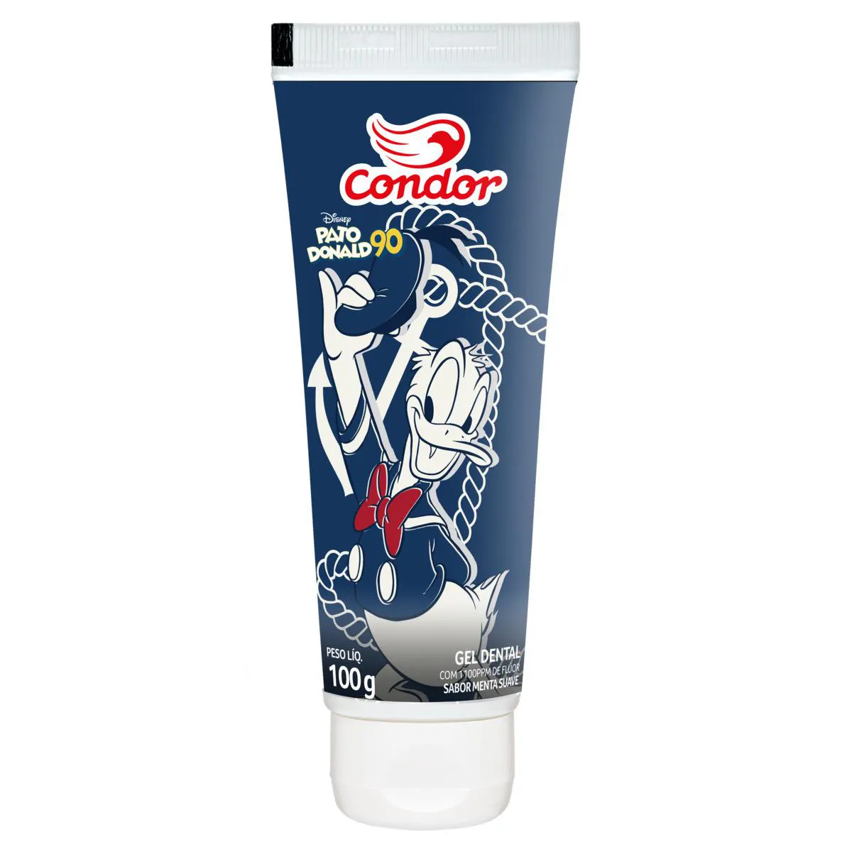 Gel Dental com Flúor Menta Suave Pato Donald 90 Condor Bisnaga 100g