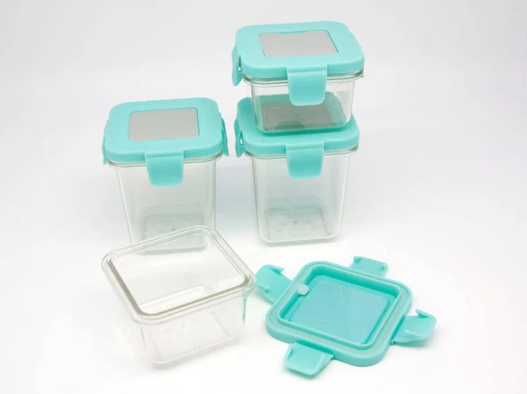 Kit com 4 Potes em Tritan 2x 120ml e 2x 240ml (vem com Label em Silicone para Escrever) - Marcus &amp; M