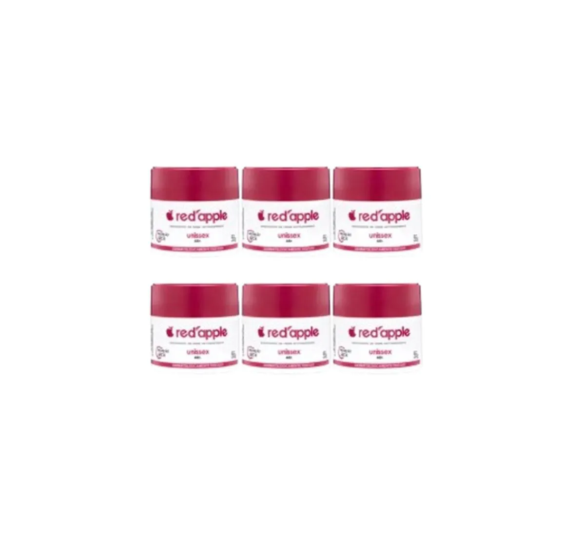 Kit 6 Desodorante Red Apple em Creme Unissex 55g