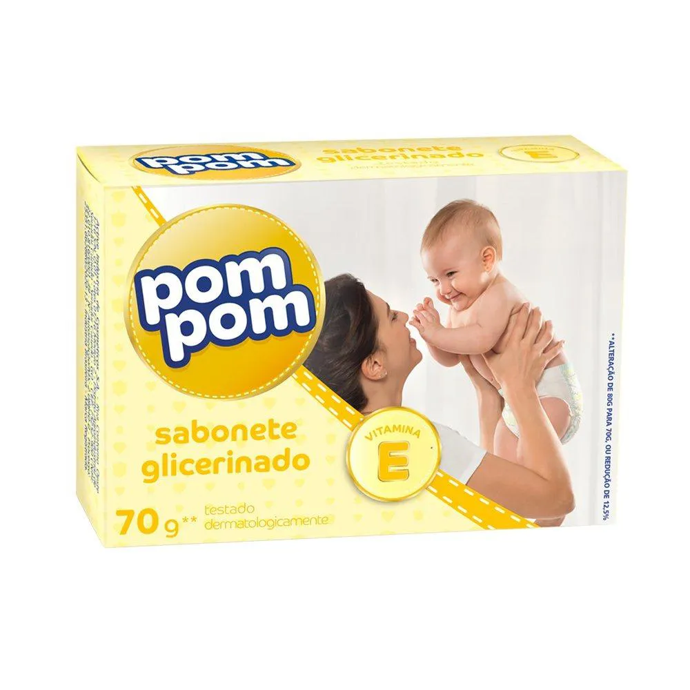 Sabonete Pom-pom Glicerinado 70g Embalagem com 12 unidades