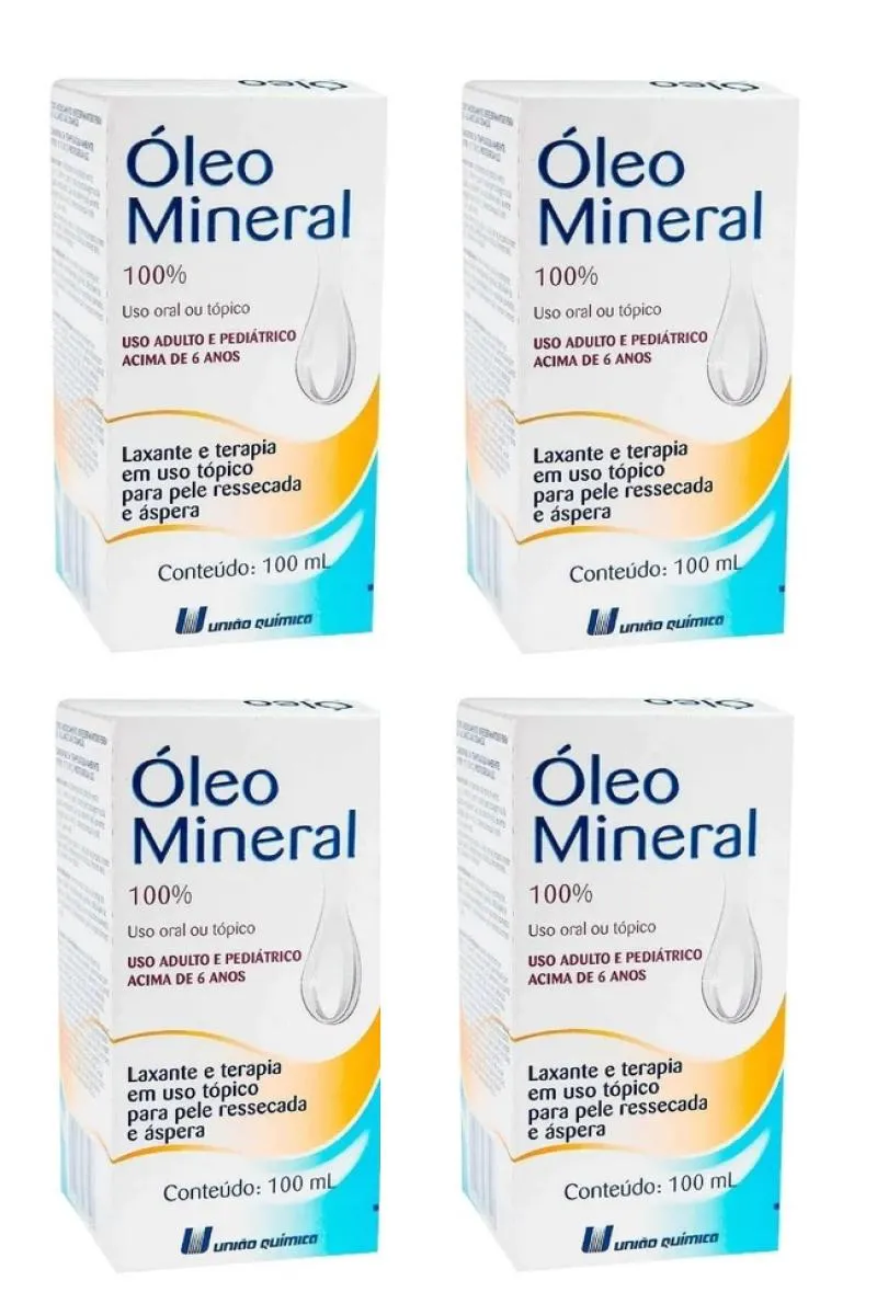 Kit 4 Óleo Mineral União Química Ressecada E Áspera 100ml
