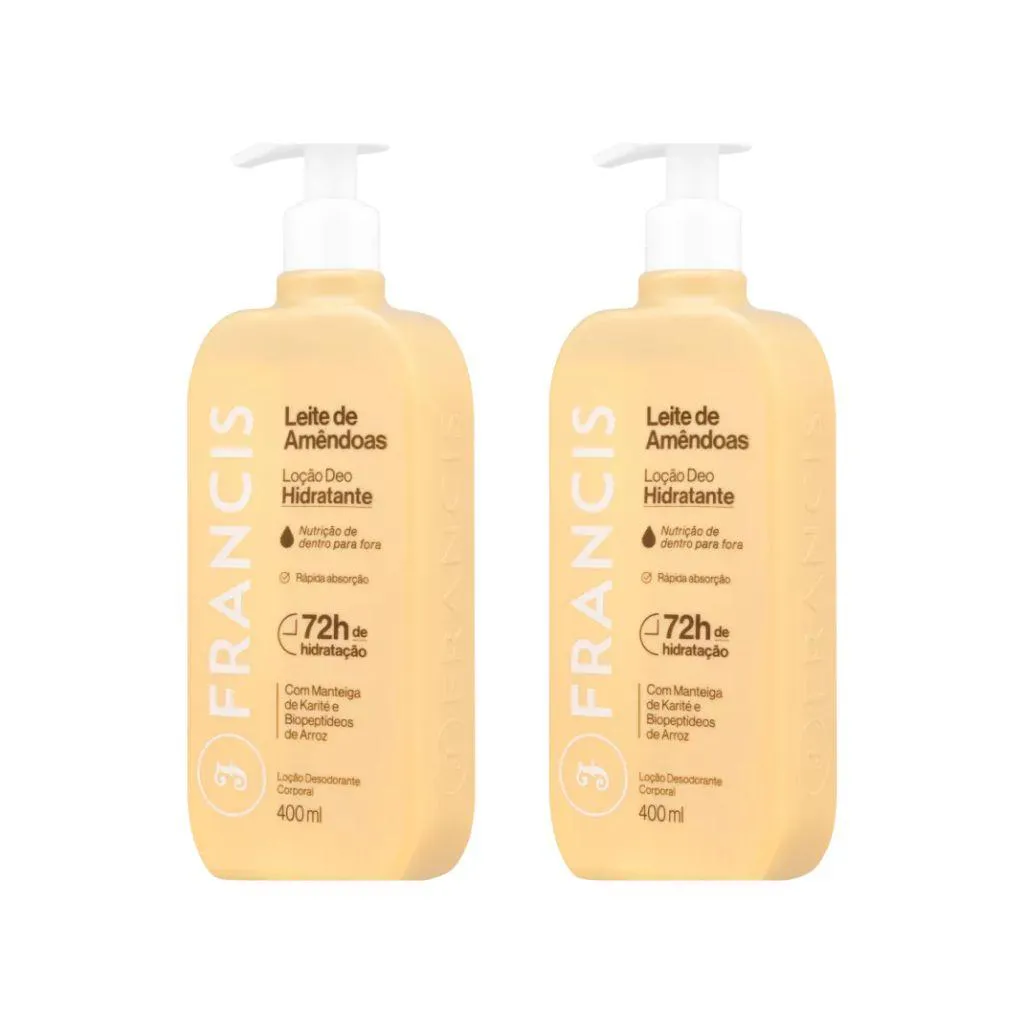 Hidratante Corporal Francis 400ml Leite Amendoas Bege - 2un