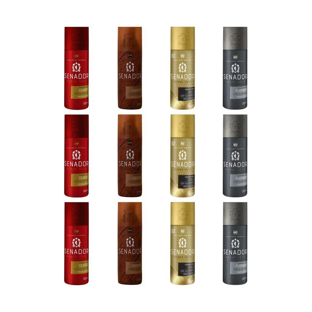 Kit 12 Desodorante Senador Classic+country+gold+platinum