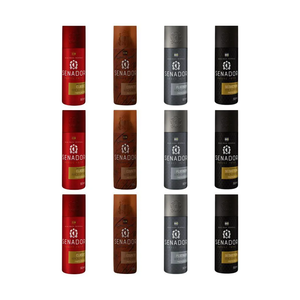 Kit 12 Desodorante Senador Classic+country+platinum+seduct