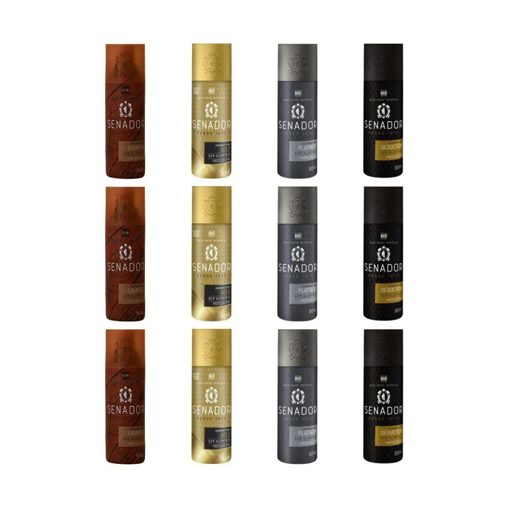 Kit 12 Desodorante Senador Country+gold+platinum+seduction