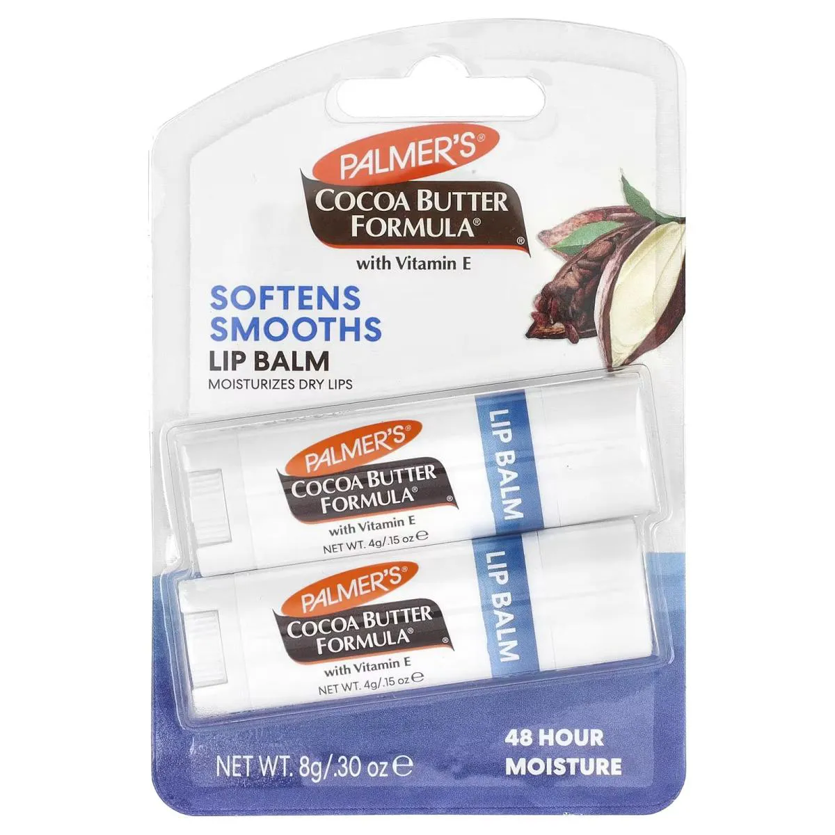 Cocoa Butter Bálsamo Labial, Manteiga de Cacau com Vitamina E, 2 unidades 4g - Palmer's