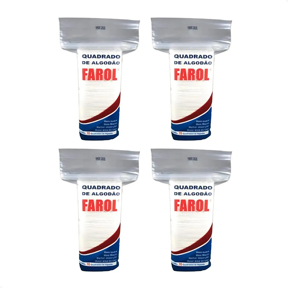 Kit com 4 - Algodão Hidrofilo Farol Quadrado 70 unidades Cda
