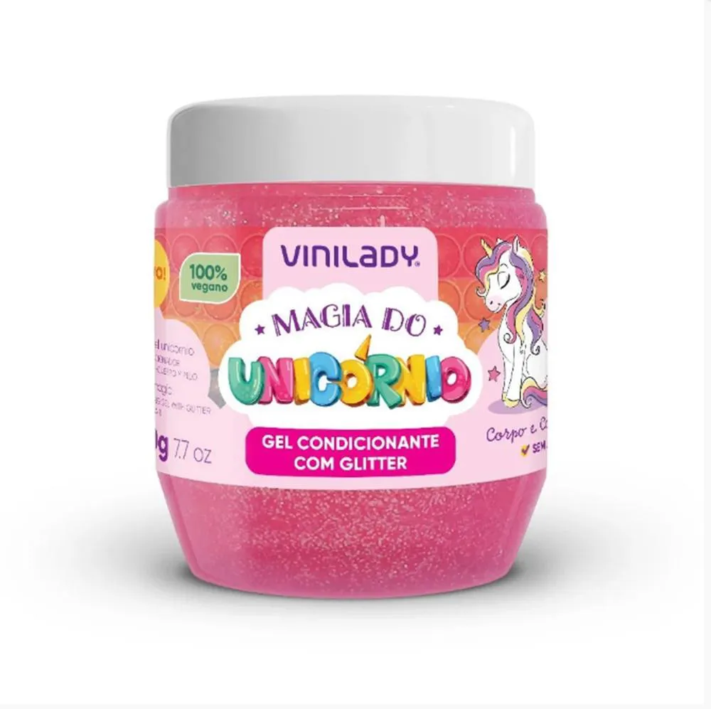 Gel Condicionante Kids Magia Unicornio Glitter Vinilady 220g