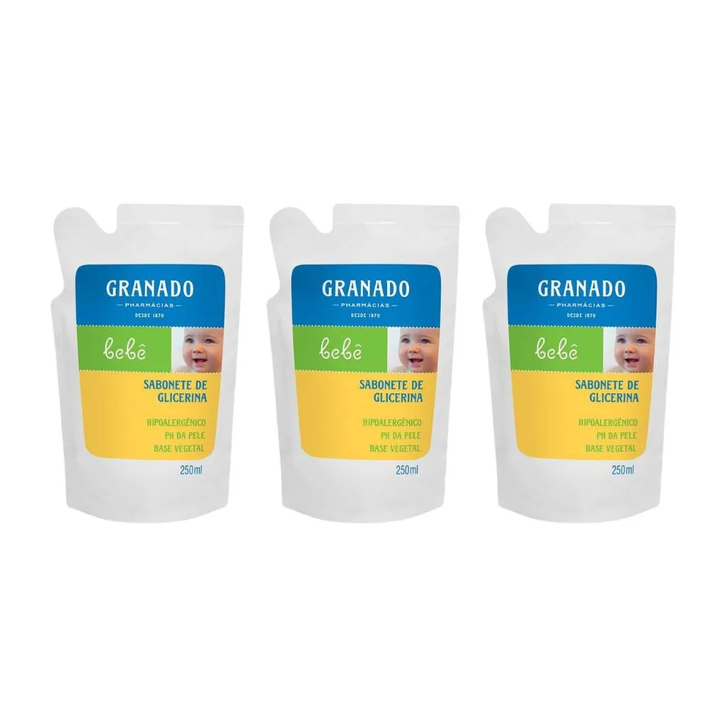 Sabonete Liquido Granado Baby Refil 250ml Glicerina Trad - 3un
