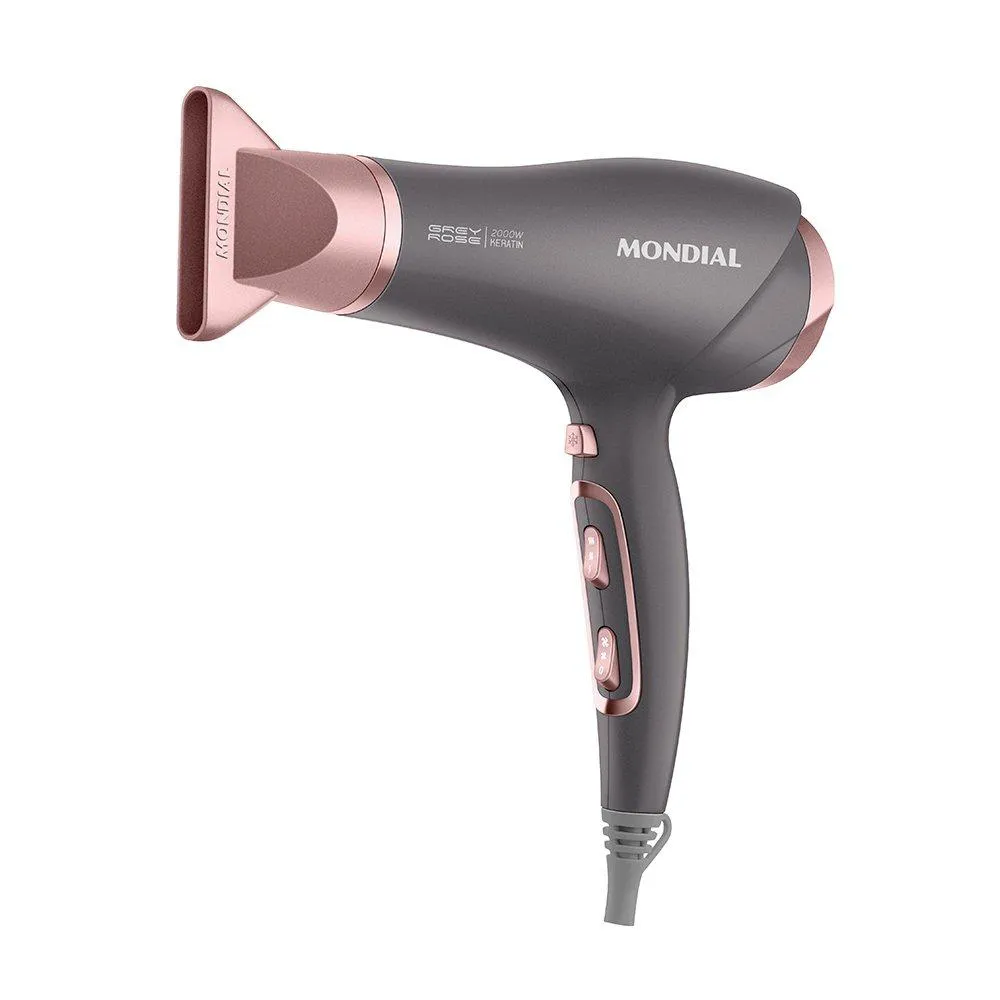 Secador de Cabelo Mondial Scn-11 2000w - 3 Temperaturas + 2 Velocidade, Grafite/rose 110