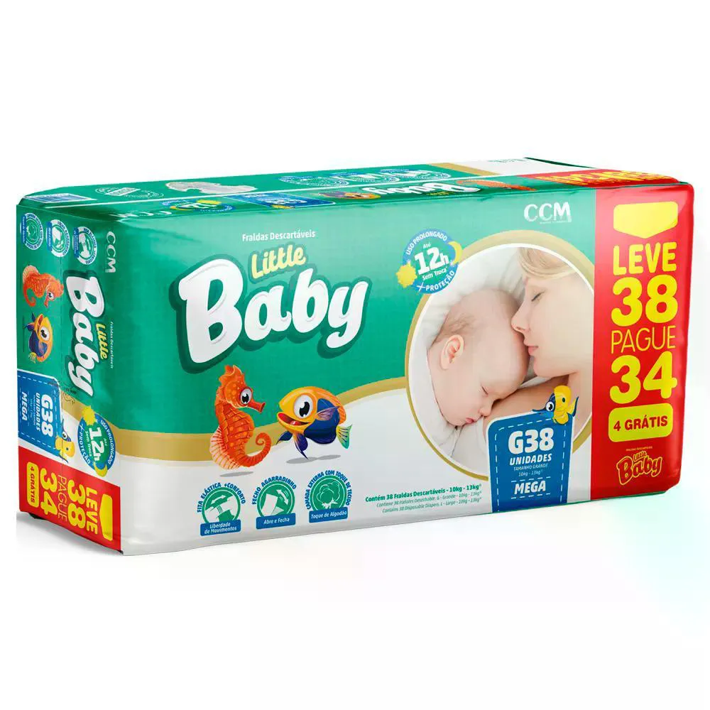 Fralda Little Baby Mega G Leve 38 Pague 34