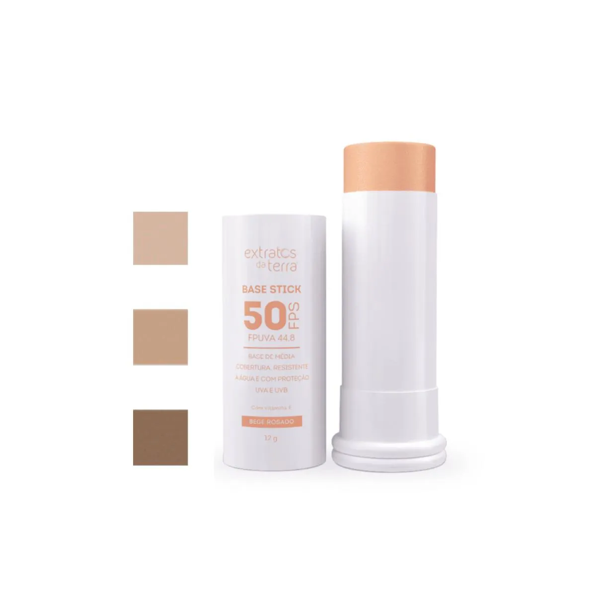 Extratos da Terra Base Stick Filtro Fps 50 Matte Cores 12g Bege Caramelo