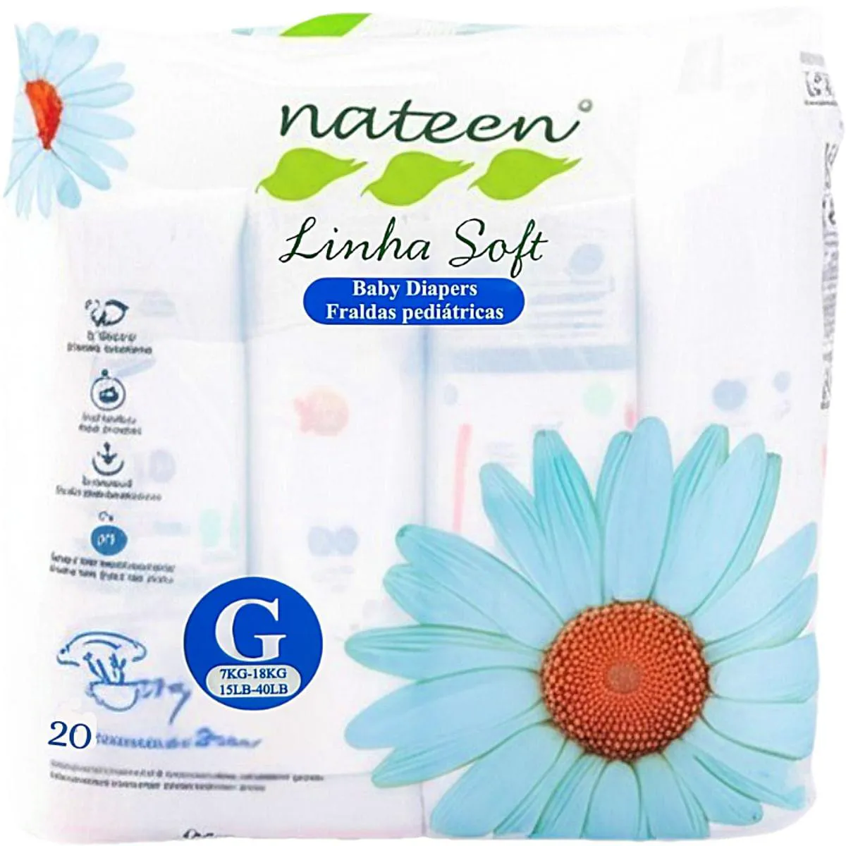 Fralda Slip Pediátrica Nateen Soft G 20 unidades