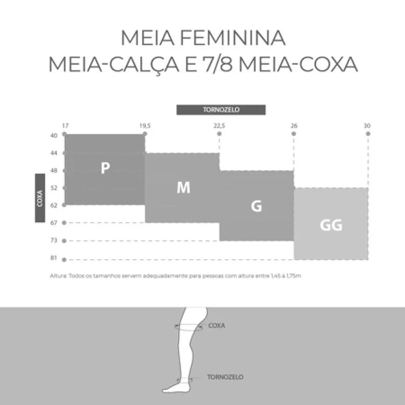 Meia Coxa 7/8 Attiva Media Compressao 18-21 Fem Fechada Natural Tamanho G Cor Natural